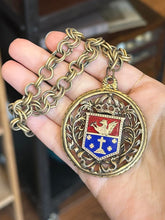 Load image into Gallery viewer, Vintage Reinad Via Crucis Via Lucis Blue &amp; Red Enamel Gold Tone Pendant Necklace

