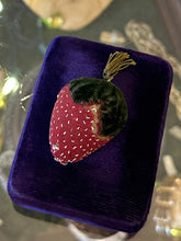 Load image into Gallery viewer, Antique Victorian Handmade Red Strawberry Green Velvet Pin Cushion
