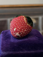 Load image into Gallery viewer, Antique Victorian Handmade Red Strawberry Green Velvet Pin Cushion
