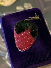 Load image into Gallery viewer, Antique Victorian Handmade Red Strawberry Green Velvet Pin Cushion
