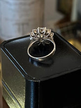 Load image into Gallery viewer, Vintage Sterling Silver Cubic Zirconia Halo Pearl Cocktail Ring US 7 1/4
