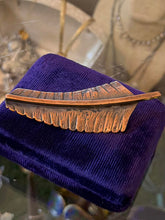 Load image into Gallery viewer, Vintage 1950s Signed REBAJES Hand Crafted Copper Feather Brooch Pin Midcentury
