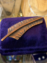 Load image into Gallery viewer, Vintage 1950s Signed REBAJES Hand Crafted Copper Feather Brooch Pin Midcentury
