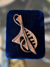 Load image into Gallery viewer, Vintage 1950s Signed REBAJES Hand Crafted Copper Abstract Harpoon Brooch Pin
