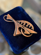 Load image into Gallery viewer, Vintage 1950s Signed REBAJES Hand Crafted Copper Abstract Harpoon Brooch Pin
