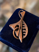 Load image into Gallery viewer, Vintage 1950s Signed REBAJES Hand Crafted Copper Abstract Harpoon Brooch Pin
