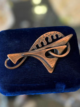 Load image into Gallery viewer, Vintage 1950s Signed REBAJES Hand Crafted Copper Abstract Harpoon Brooch Pin
