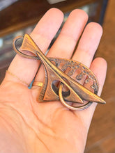 Load image into Gallery viewer, Vintage 1950s Signed REBAJES Hand Crafted Copper Abstract Harpoon Brooch Pin
