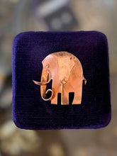 Load image into Gallery viewer, Vintage 1950s Signed REBAJES Hand Crafted Copper Elephant Brooch Pin Midcentury
