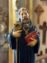 Load image into Gallery viewer, St Benedict Vintage 7.5" Chalkware Statue CS520 | 1950s Religious Saint
