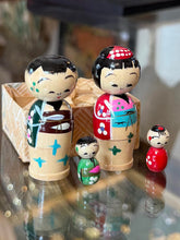 Load image into Gallery viewer, Vintage Japanese Wood Kokeshi Nesting Dolls Mini Handpainted Family Original Box
