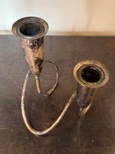 Load image into Gallery viewer, Vintage 1950s NAPIER Pat. Pend Silverplate Modernist Taper Candle Candelabra

