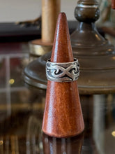 Load image into Gallery viewer, Vintage Hallmarked Sterling Silver Tribal Sigilism Wide Band Ring Unisex US 9.5

