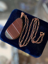 Load image into Gallery viewer, Vintage Rare Signed REBAJES Copper &amp; Banded Agate Pendant Necklace Figaro 18"
