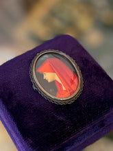 Load image into Gallery viewer, VTG 800 Silver Braided Frame Miniature Painting St. Fabiola Brooch or Pendant
