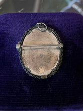 Load image into Gallery viewer, VTG 800 Silver Braided Frame Miniature Painting St. Fabiola Brooch or Pendant
