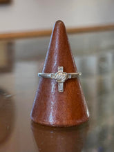 Load image into Gallery viewer, Vintage Sterling Silver Cross &amp; Rose Blossom Ring US 9.25 Religious
