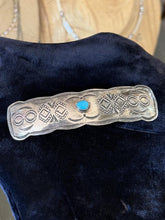 Load image into Gallery viewer, Vintage Southwestern Sterling Silver Turquoise Cabochon Hair Clip Barrette
