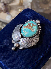 Load image into Gallery viewer, Vintage Sterling Silver Genuine Turquoise Feather Motif Pendant Southwestern
