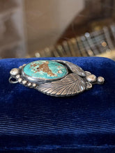 Load image into Gallery viewer, Vintage Sterling Silver Genuine Turquoise Feather Motif Pendant Southwestern
