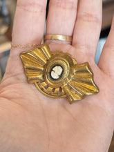 Load image into Gallery viewer, Vintage 1930s Art Deco Gold Tone Black Cameo Brooch Pin Rare
