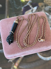 Load image into Gallery viewer, Vintage Hand Carved Black Stone Figa Fist Gold Plated Sterling Silver Necklace

