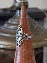 Load image into Gallery viewer, Vintage Sterling Silver Swirl Motif Statement Ring Adjustable US 8
