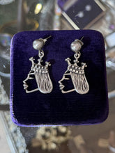Load image into Gallery viewer, Rare Vintage Signed REBAJES Sterling Silver Queen of Hearts Dangle Earrings
