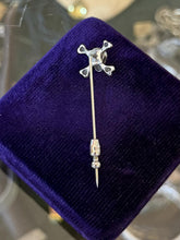 Load image into Gallery viewer, Vintage Unsigned ORB Sterling Silver Skull &amp; Crossbones Stick Pin Deadstock
