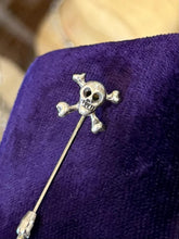 Load image into Gallery viewer, Vintage Unsigned ORB Sterling Silver Skull &amp; Crossbones Stick Pin Deadstock
