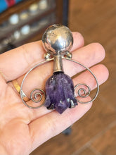 Load image into Gallery viewer, Vintage Mexico Midcentury Sterling Silver Faceted Cut Amethyst Abstract Pendant
