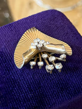 Load image into Gallery viewer, Vintage 1950s Signed KREMENTZ 14k Gold Overlay Art Deco Rhinestone Brooch or Pendant
