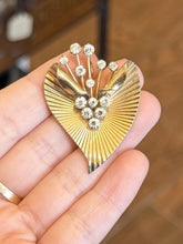 Load image into Gallery viewer, Vintage 1950s Signed KREMENTZ 14k Gold Overlay Art Deco Rhinestone Brooch or Pendant
