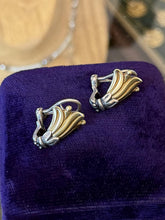 Load image into Gallery viewer, Vintage Lagos CAVIAR 18K Yellow Gold &amp; Sterling Silver Lily Leverback Earrings
