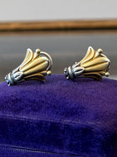 Load image into Gallery viewer, Vintage Lagos CAVIAR 18K Yellow Gold &amp; Sterling Silver Lily Leverback Earrings
