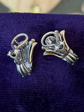 Load image into Gallery viewer, Vintage Lagos CAVIAR 18K Yellow Gold &amp; Sterling Silver Lily Leverback Earrings
