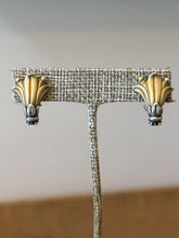 Load image into Gallery viewer, Vintage Lagos CAVIAR 18K Yellow Gold &amp; Sterling Silver Lily Leverback Earrings
