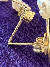 Load image into Gallery viewer, Vintage 14K Yellow Gold Baroque Freshwater Pearl Branch Delicate Earrings
