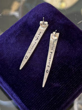 Load image into Gallery viewer, Vintage 1990s Signed Metal Pointu's Paris French Silver Plated Spike Drop Earrings
