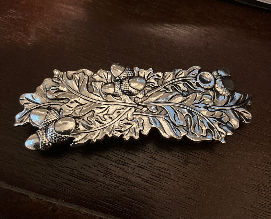 Gold or Silver Autumn Acorn & Leaf Hair Clip - French Barrette