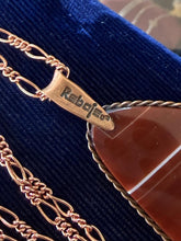 Load image into Gallery viewer, Vintage Rare Signed REBAJES Copper &amp; Banded Agate Pendant Necklace Figaro 18"
