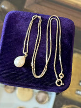 Load image into Gallery viewer, Vintage Dainty Gold Tone Sterling Silver Teardrop Pearl Pendant Necklace 18"
