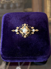 Load image into Gallery viewer, Vintage Edwardian Revival 14K Yellow Gold Pearl &amp; Turquoise Brooch Pendant
