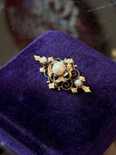 Load image into Gallery viewer, Vintage Edwardian Revival 14K Yellow Gold Pearl &amp; Turquoise Brooch Pendant

