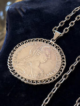 Load image into Gallery viewer, VTG 800 Silver Maria Theresa Thaler Austria Coin on 835 Silver Chain Necklace
