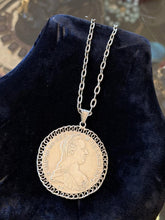 Load image into Gallery viewer, VTG 800 Silver Maria Theresa Thaler Austria Coin on 835 Silver Chain Necklace
