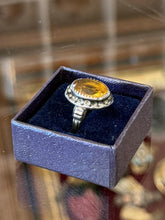 Load image into Gallery viewer, Antique McGrath &amp; Hamin Sterling Silver Art Deco Amber Glass Halo Paste Ring
