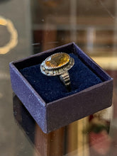 Load image into Gallery viewer, Antique McGrath &amp; Hamin Sterling Silver Art Deco Amber Glass Halo Paste Ring
