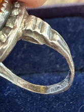 Load image into Gallery viewer, Antique McGrath &amp; Hamin Sterling Silver Art Deco Amber Glass Halo Paste Ring
