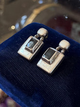 Load image into Gallery viewer, Vintage Mexico Sterling Silver Black Onyx Geometric Brutalist Drop Earrings
